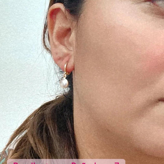Pendientes con perlas cultivadas en círculo ⏺️ Gold.