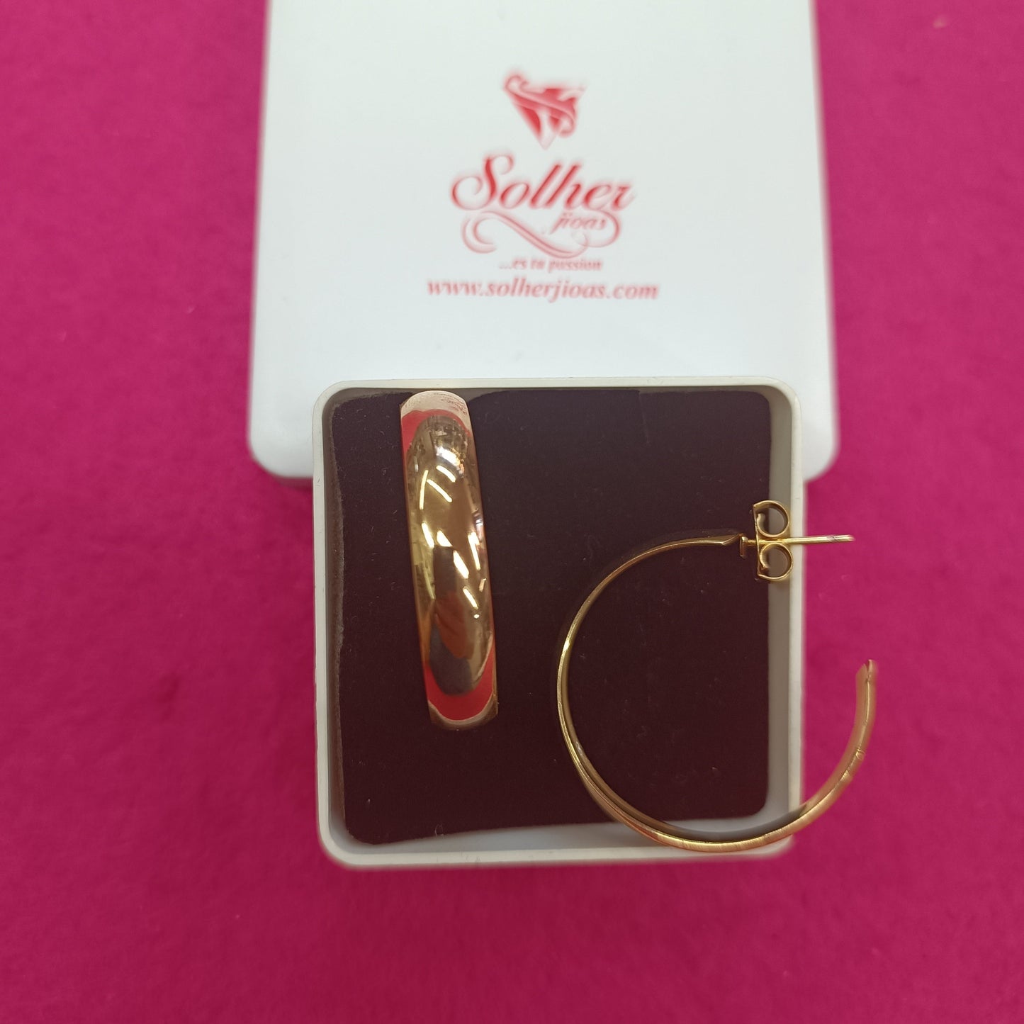 Argollas doble caña lisa tamaño XL Gold