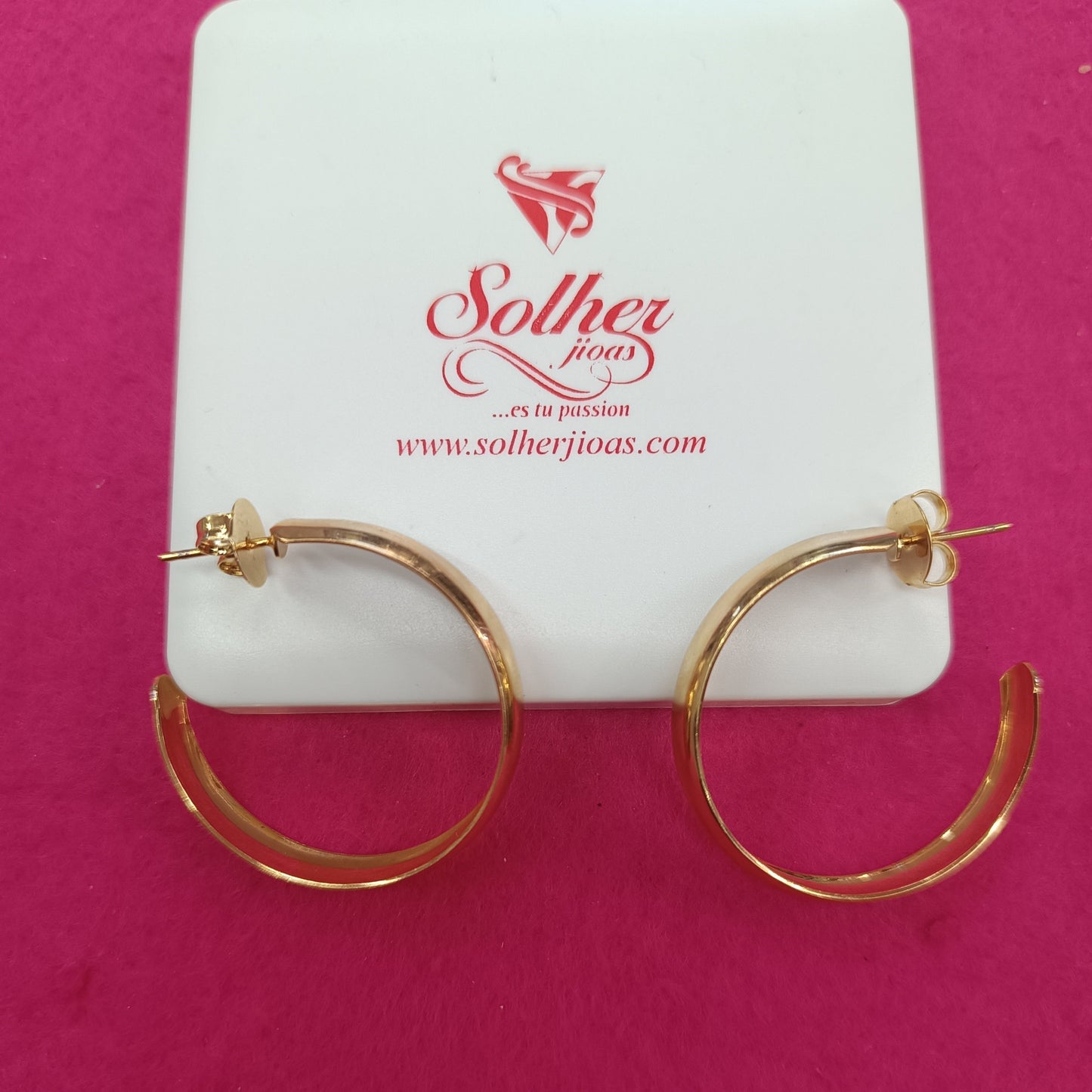 Argollas doble caña lisa tamaño XL Gold