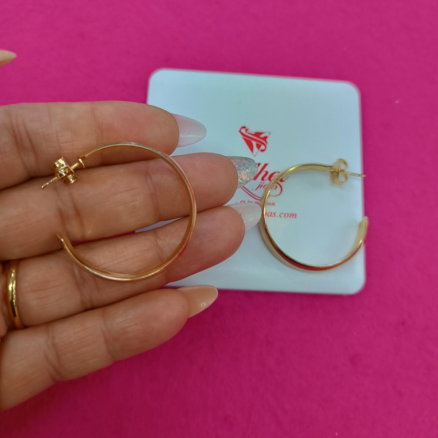 Argollas doble caña lisa tamaño XL Gold