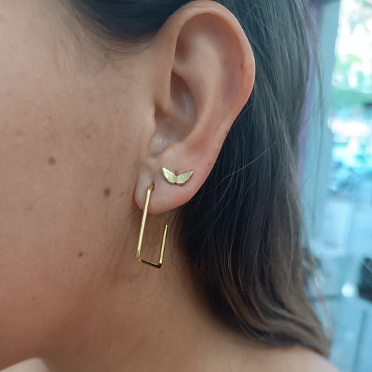 Argolla Rectangular Medía Caña Gold