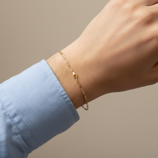 Pulsera hueca 100% en Oro de 18 Kl. con eslabón plano 3x1