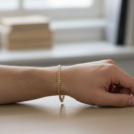 Pulsera barbada hueca 100% en Oro de 18 Kl