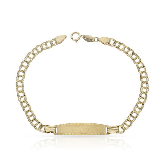 Pulsera Húngara hueca en 100% Oro de 18 Kl. con placa.