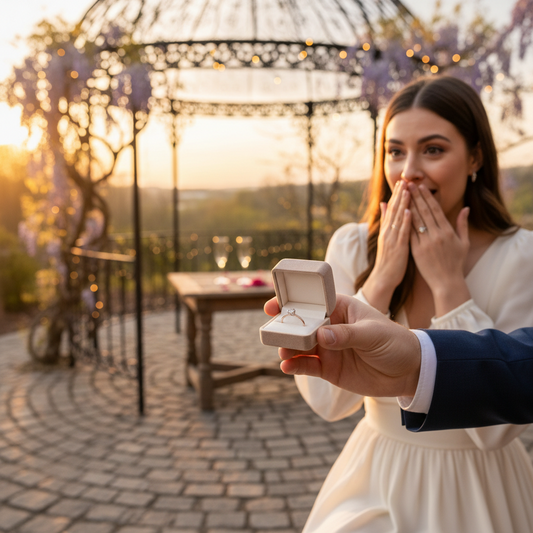 Sortija en Oro blanco de 18 Kl. con circonita. Medida de la piedra: 4mm.