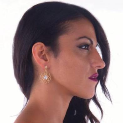 Pendientes Flor con Circonitas finas Gold.