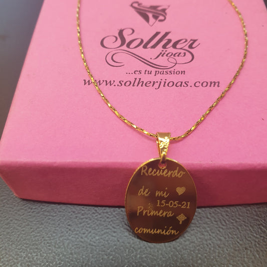 Cadena con colgante Oval T. L Personalizado