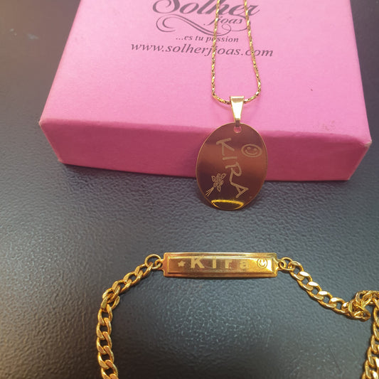 Cadena con colgante Oval T. L con Pulsera