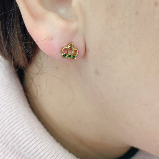 Pendientes Corona con Circonitas Gold