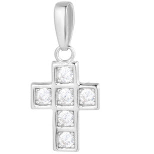 COLGANTE PLATA 925 CRUZ 10X8MM ZIRCONITA ESMERALDA BRILLO PLATA