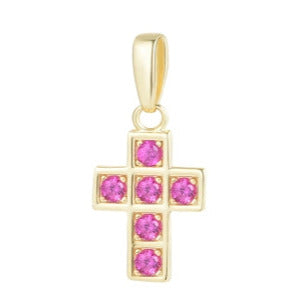 COLGANTE PLATA 925 CRUZ 10X8MM ZIRCONITA Multicolor BRILLO ORO