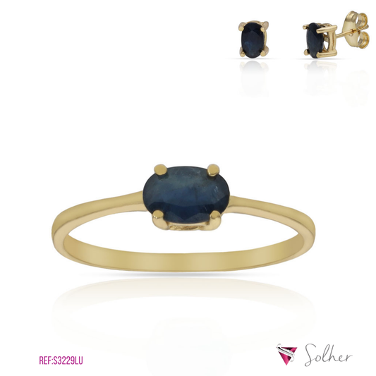 Anillo Oval  Zafiro  en Oro