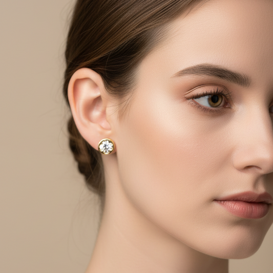 Pendientes Circon  Flor.
