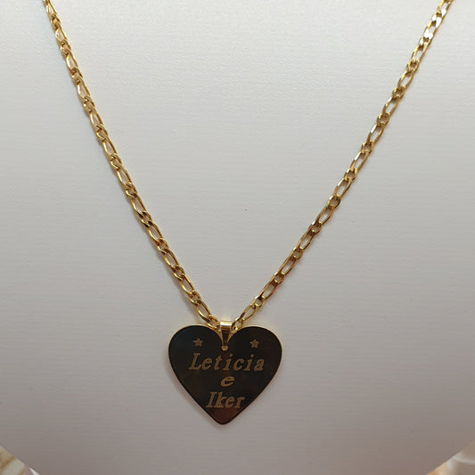 Colgante Placa Corazon Personalizable Gold T.G