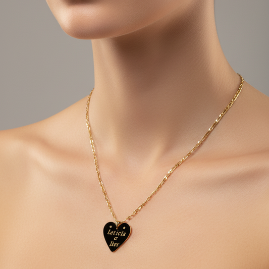 Cadena y Colgante Placa Corazon Gold T. G