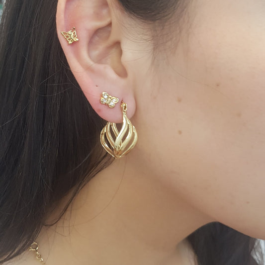 Pendientes Mariposa  con circonitas finas Gold.