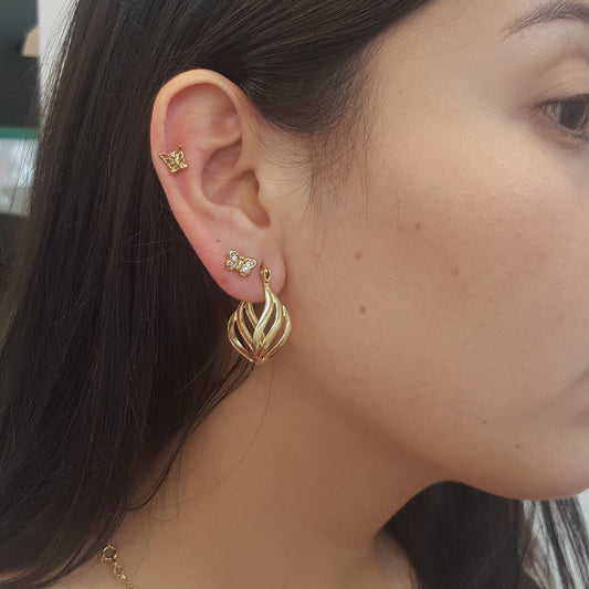Pendientes Mariposa  con circonitas finas Gold.
