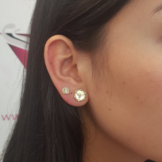 Pendientes Paloma Simbología del Espíritu Santo Con Circonitas Gold.