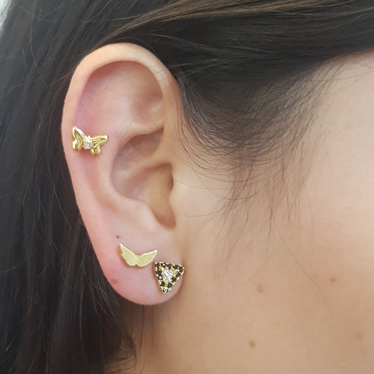 Pendientes Triángulo con Circonitas Finas Gold.