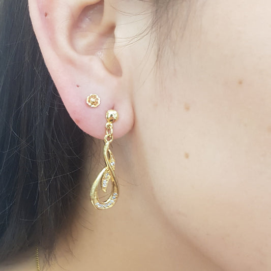 Pendientes Lazos con Circonitas  finas Gold.