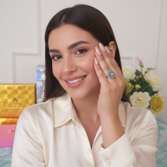 Anillo  Flor Relevancia Plata