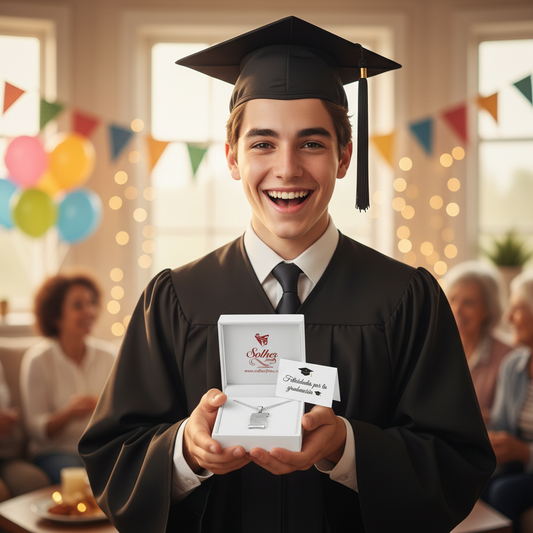 Cadena con Colgante en Pergamino Personalizado  Graduación Plata.