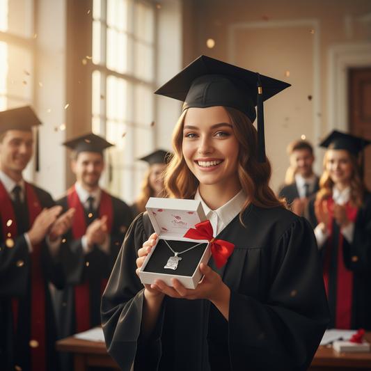Cadena con Colgante en Pergamino Personalizado  Graduación Plata.