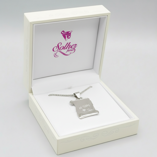 Cadena con Colgante en Pergamino Personalizado  Plata.
