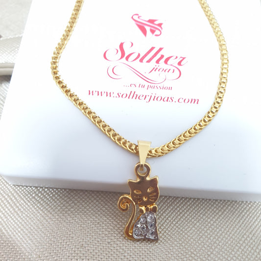 Cadena con Colgante Gato  con Circonitas  Gold.