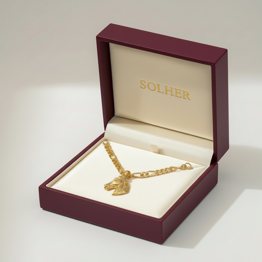 Cadena Con Colgante Cabeza de Caballo Gold.
