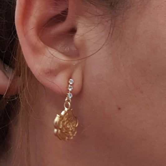 Pendientes Flor con Circonitas Gold.