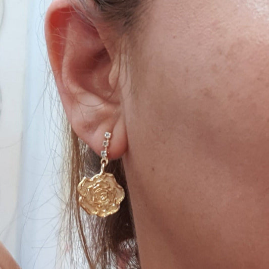 Pendientes Flor con Circonitas Gold.