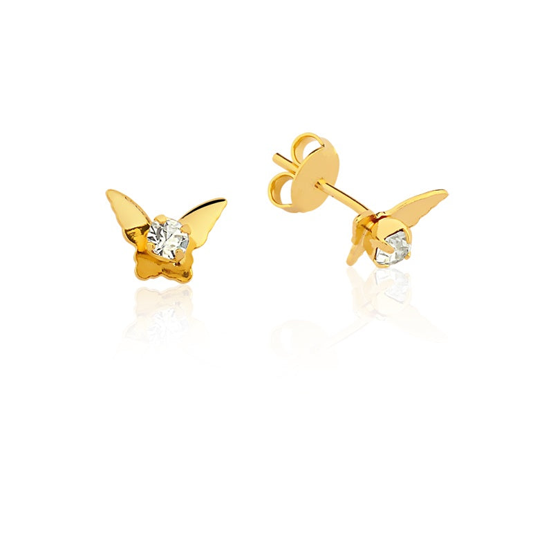 Pendientes  Mariposa 🦋 con circonitas fina Gold.