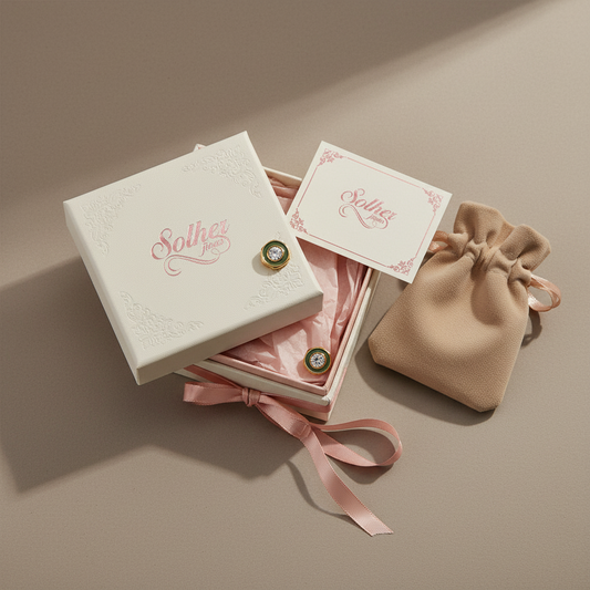 Pendiente Heptágono Esmaltado con Circón Gold.