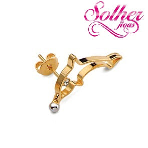 Pendiente Delfín Saltarín Gold con Mini Circón .