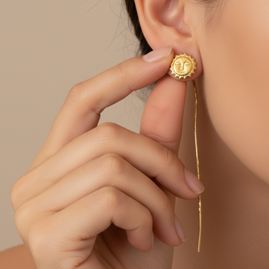 Pendientes Hilo Sol Plano Gold .