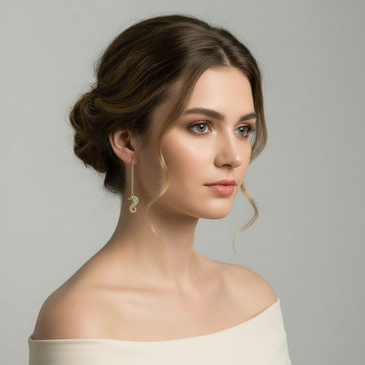 Pendientes Hilo Caballo de Mar  Gold .