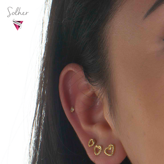 Pendientes Trio Corazones Gold.