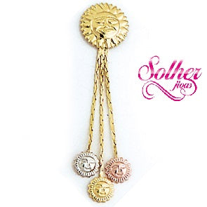 Pendientes Tres Sol Plano Gold .