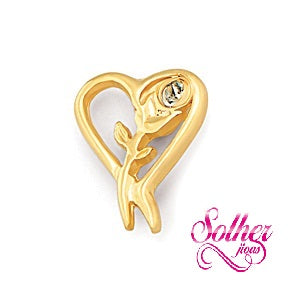 Pendientes Corazon Flor con Circonita Cierre Rosca Gold.