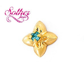 Pendientes Mini  FLOR Tribal con Circonita  Cierre Rosca Gold.