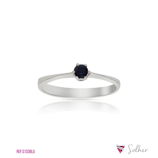Anillo Zafiro Oro Blanco