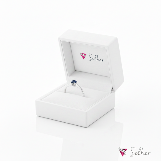 Anillo Zafiro Oro Blanco