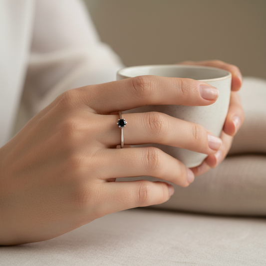 Anillo Zafiro Oro Blanco