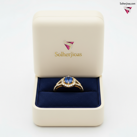 Anillo Circón Zafiro Gold