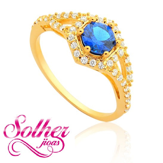 Anillo Circón Zafiro Gold