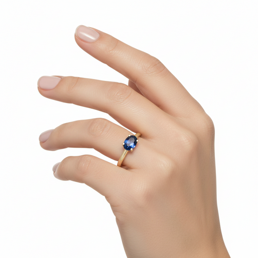 anillo Oval M zafiro