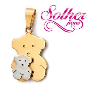 Colgante Mama Osito con Bebe Gold.