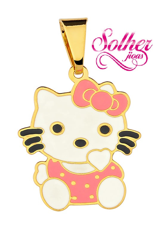 Colgante Hello Kitty Bebe   Esmaltado Gold.