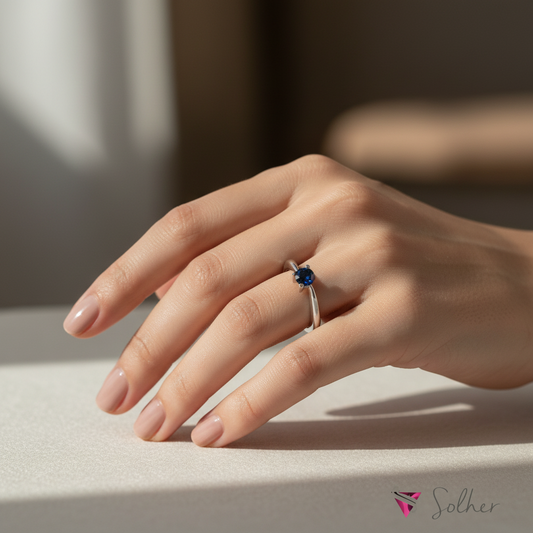 Anillo Zafiro Oro  Blanco